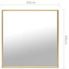 vidaXL Mirror Gold Glass 23.6 x 23.6 in Stylish Look Mirror Square