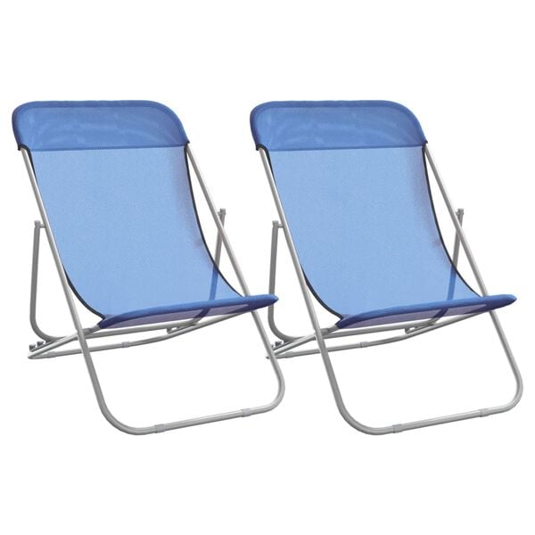 vidaXL Beach Chair Blue Textilene and Powder-coated Steel Medium