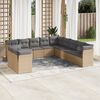 vidaXL Garden Sofa Set Beige PE Rattan Large Water-resistant materials