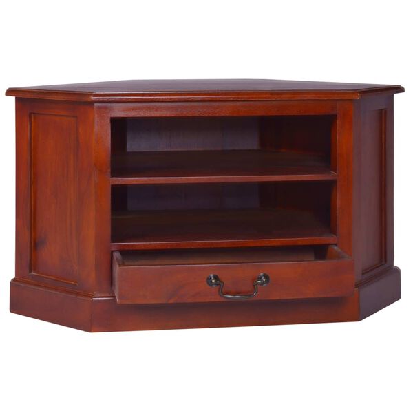 vidaXL Corner TV Cabinet Dark brown Solid mahogany wood Compact corner