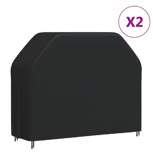 vidaXL Bbq Cover Set of 2 Black 420D Oxford fabric with PU coating Large