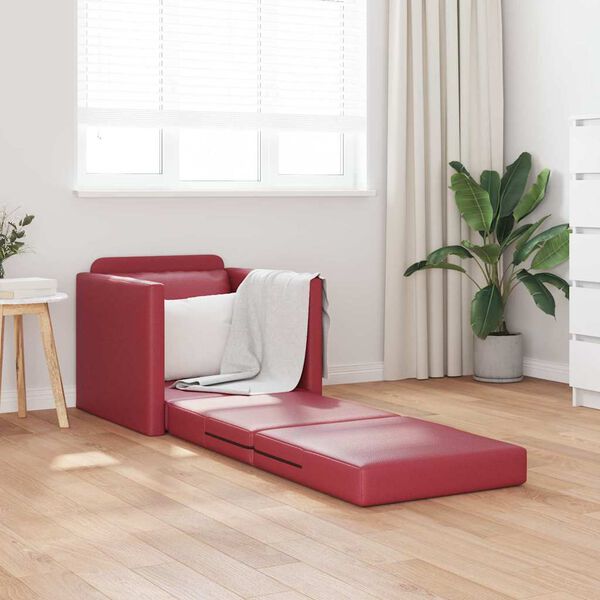 vidaXL Sofa Bed Wine Red 29.13 x 30.31 x 31.89 in Artificial Leather