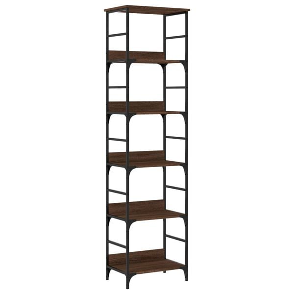 vidaXL Bookshelf Brown Oak Engineered wood, steel 19.7 x 13.0 x 74.2 in