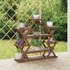 vidaXL Flower Stand Carbonized brown Carbonized solid fir wood Tall