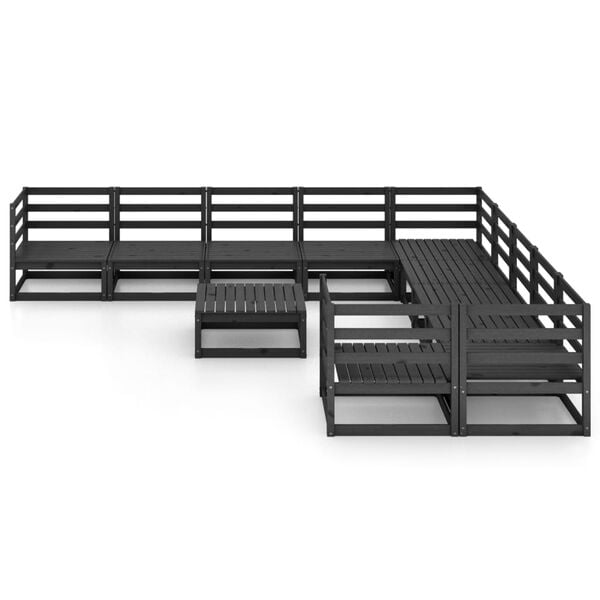 vidaXL Garden Lounge Set Black Solid pinewood Modular Garden Lounge Set