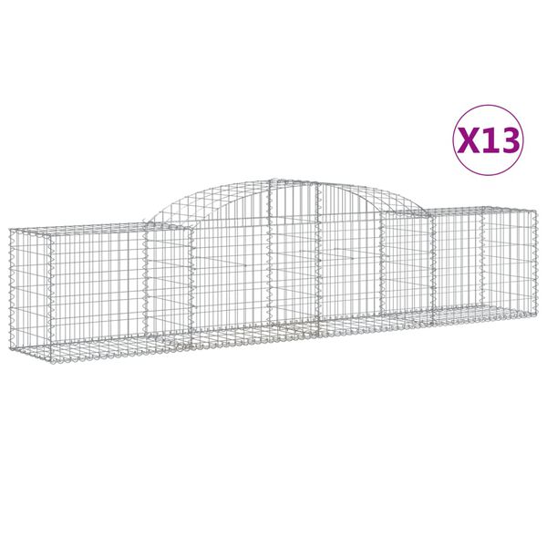 vidaXL Gabion Basket Set of 13 Silver Galvanized iron