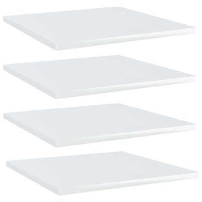 vidaXL Bookshelf Boards 4 pcs High Gloss White 15.7"x15.7"x0.6" Chipboard
