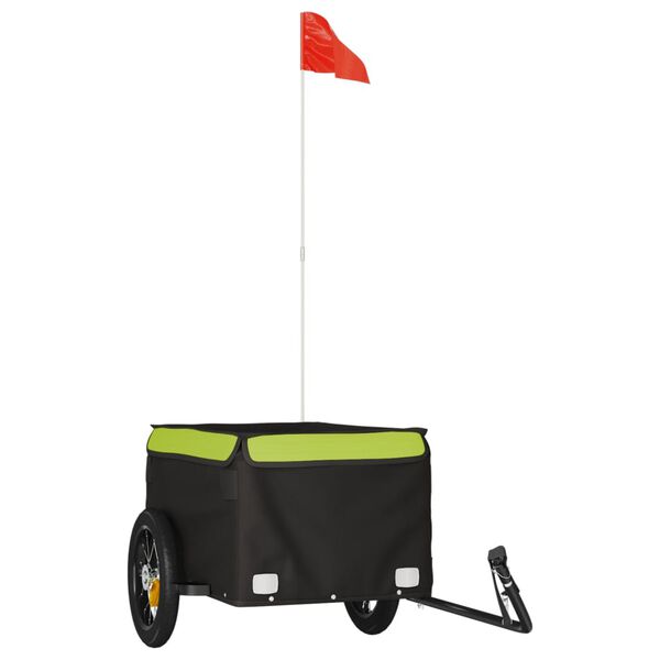 vidaXL Bike Trailer Black and Green 66.1 lb Iron