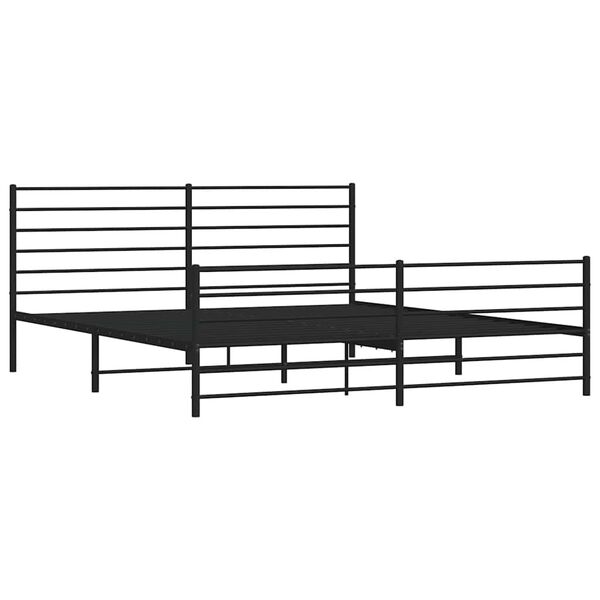 vidaXL Bed Frame Black Powder-Coated Steel 76x80 in Bed Frame