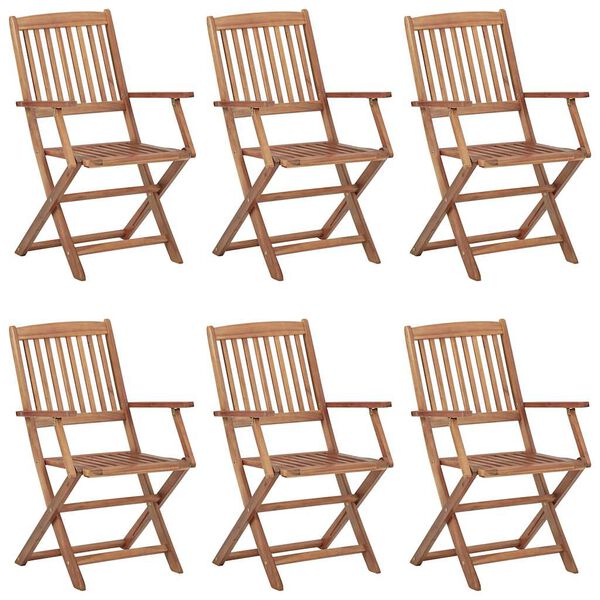 vidaXL Garden Chair Set of 6 Beige Solid Acacia Wood Medium Foldable