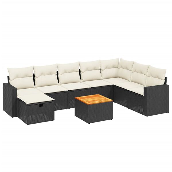 vidaXL Garden Sofa Set Black, Cream white