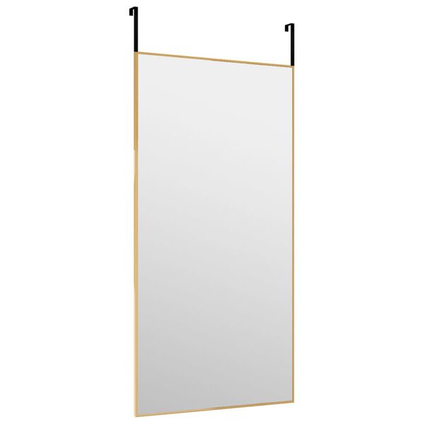 vidaXL Door Mirror Gold Aluminum, Glass 15.7 x 31.5 in Minimalistic