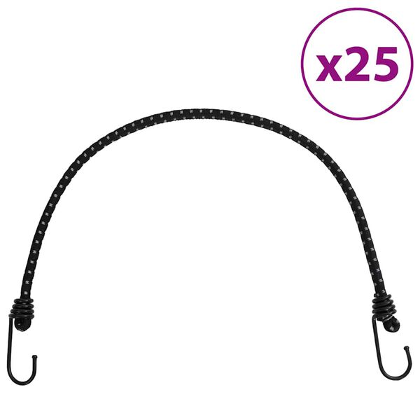 vidaXL Bungee Cords with Reflective Strips and Hooks 25 pcs 23.2 "