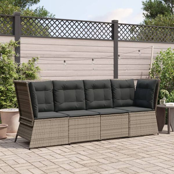 vidaXL Garden Sofa Grey PE Rattan Standard Modular Garden Sofa