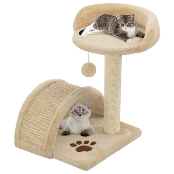 vidaXL Cat Tree Beige and Brown Particle board, Polyester plush, Sisal rope