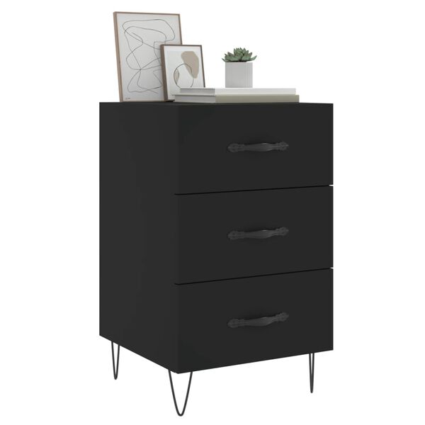 vidaXL Bedside Cabinet Black Engineered wood Medium Bedside Cabinet