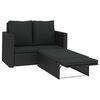 vidaXL Garden Sofa Set Black PE rattan, powder-coated steel, polyester