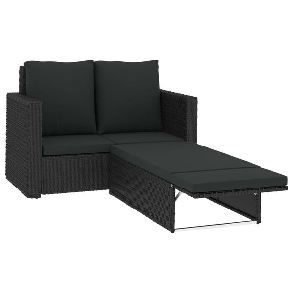 vidaXL Garden Sofa Set Black PE rattan, powder-coated steel, polyester