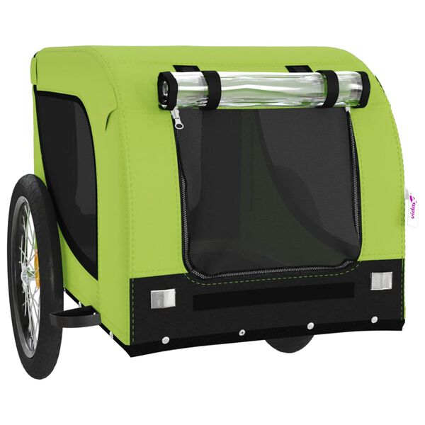 vidaXL Pet Bike Trailer Green Iron Fits small to medium-sized dogs