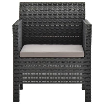 vidaXL 2 Piece Patio Lounge Set with Cushion PP Rattan Anthracite