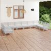 vidaXL 10 Piece Patio Lounge Set White Solid Pinewood