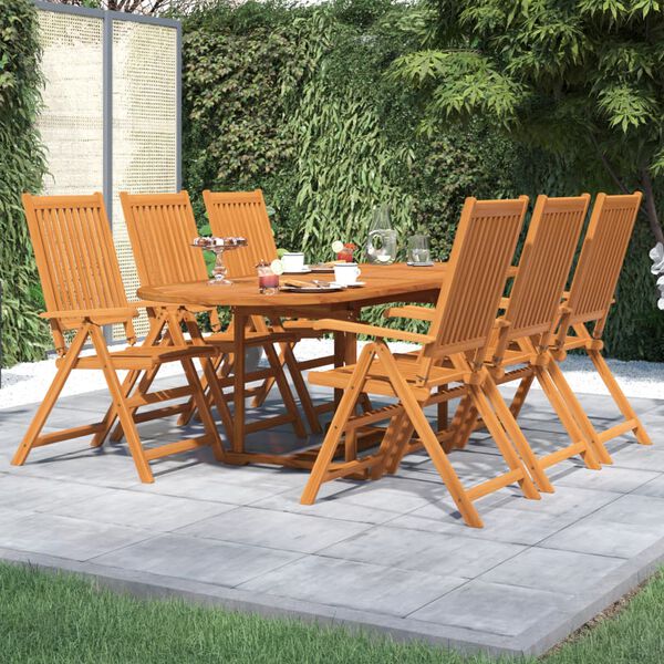 vidaXL Garden Dining Set Natural Wood Tone Solid Acacia wood Large