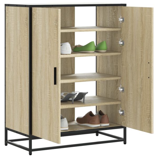 vidaXL Shoe Cabinet Sonoma Oak Engineered wood, Metal Medium