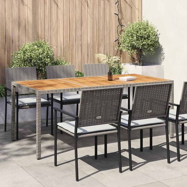 vidaXL Garden Table Grey Poly rattan Large Durable Garden Table