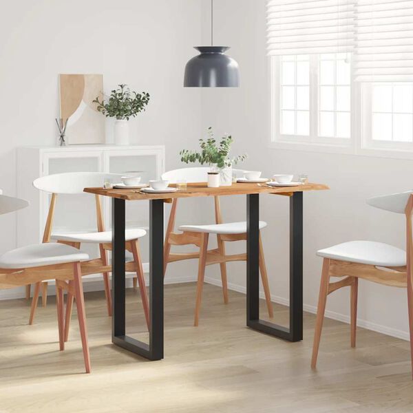vidaXL Dining Table Acacia Wood Natural, Black