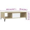 vidaXL Coffee Table White and Sonoma Oak Engineered Wood, Metal Medium