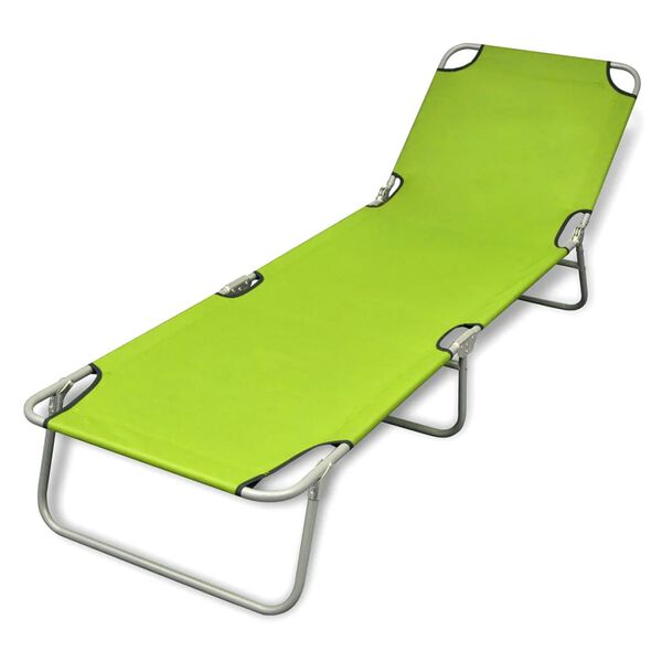 vidaXL Sun Lounger Apple Green Polyester One Size Foldable Sun Lounger