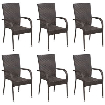 vidaXL 7 Piece Patio Dining Set Brown Poly Rattan