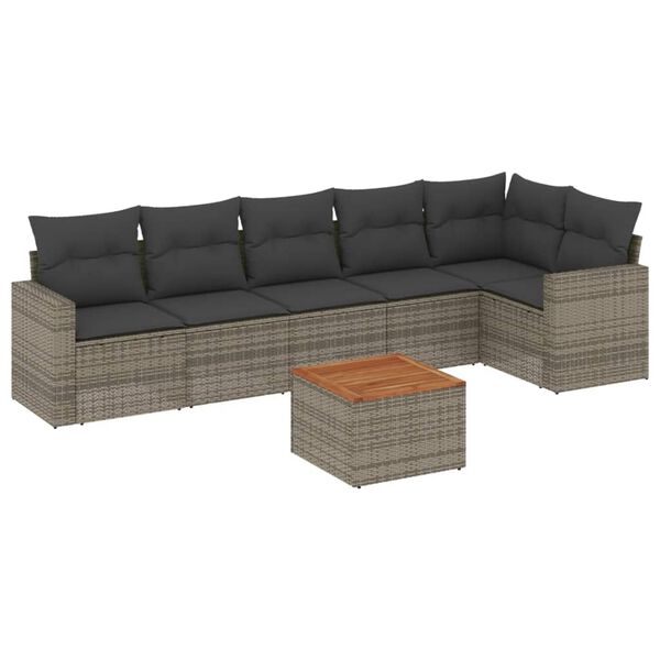 vidaXL Garden Sofa Set Grey with dark grey cushions