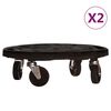 vidaXL Plant Trolley Set of 2 Black Polypropylene, Steel