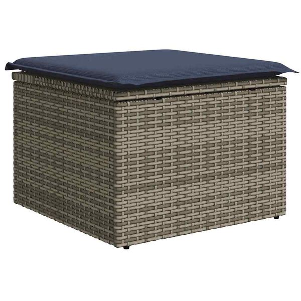 vidaXL Garden Stool Grey 21.65 x 21.65 x 14.57 in Poly Rattan