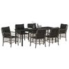 vidaXL Garden Dining Set with Cushion 7 pcs Grey Poly Rattan