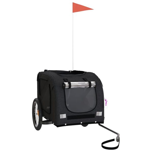 vidaXL Pet Bike Trailer Black Oxford fabric, Iron, PVC Small
