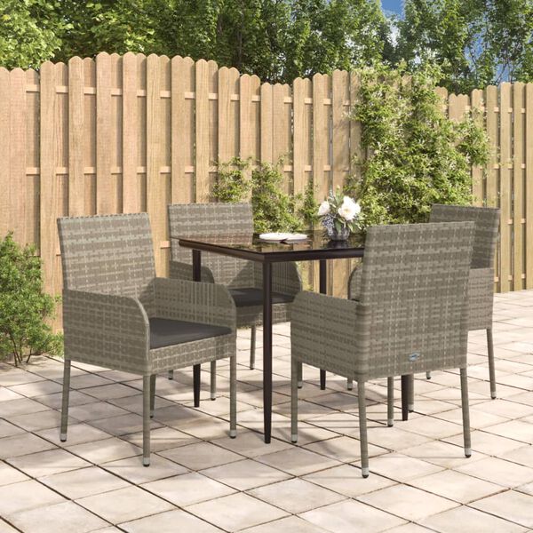 vidaXL Garden Dining Set Black and Grey