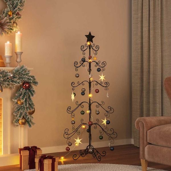 vidaXL Metal Christmas Tree black 59.06 in Powder-coated Steel