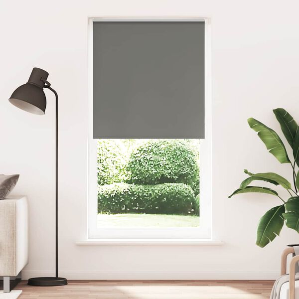 vidaXL Roller Blind Grey 100% Polyester, Aluminum top rail 37.4 x 90.6 in