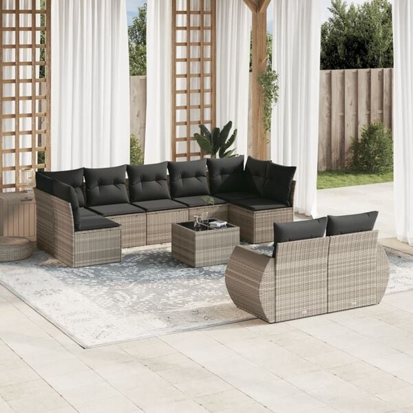 vidaXL Garden Sofa Set Light Grey, Dark Grey