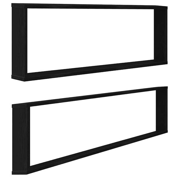 vidaXL Wall Cube Shelf Set of 2 Black Oak Engineered wood