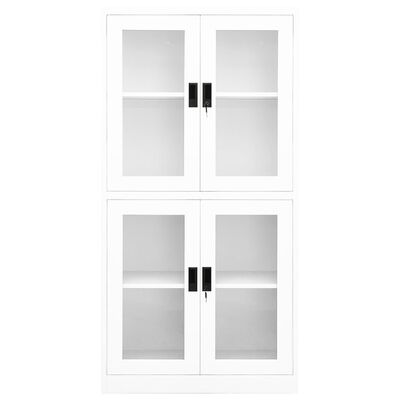 vidaXL Office Cabinet White 35.4"x15.7"x70.9" Steel and Tempered Glass