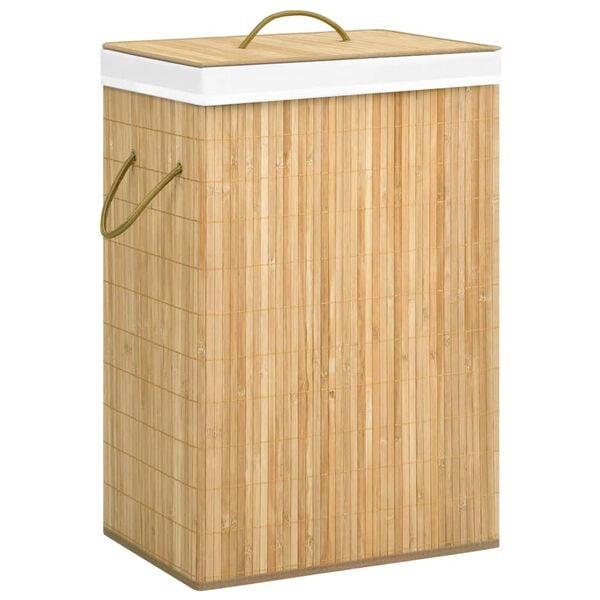 vidaXL Bamboo Laundry Basket with 2 Sections 19 gal