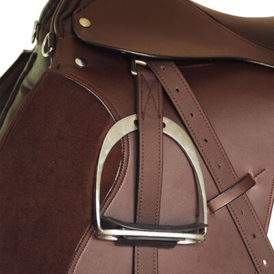 vidaXL Horse Riding Saddle Set 17.5" Real Leather Brown 7.1" 5-in-1