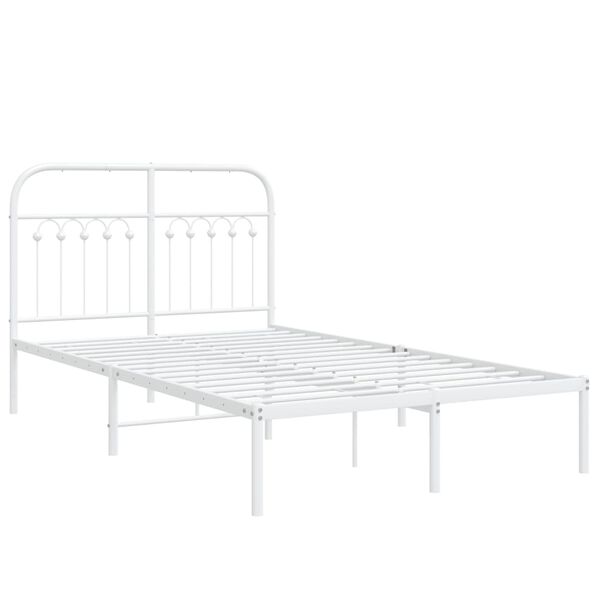 vidaXL Bed Frame White Steel Full Bed Frame Rectangular Modern