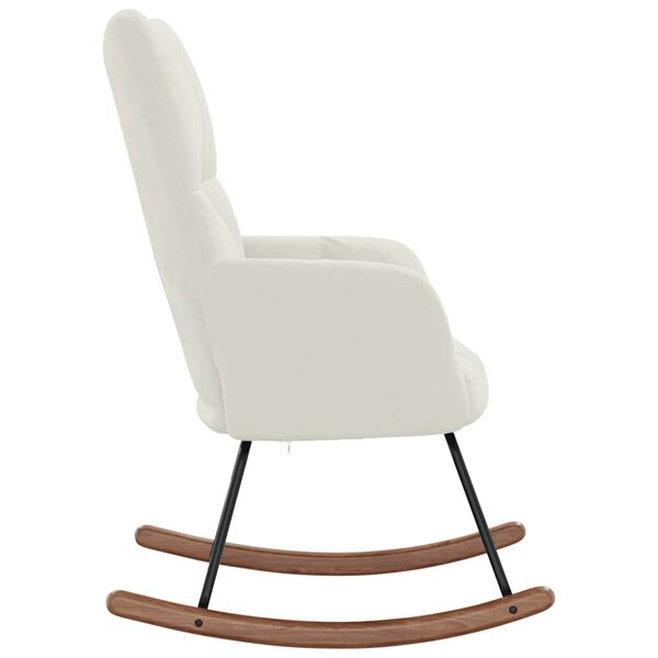 vidaXL Rocking Chair Cream White Velvet, Solid rubber wood, Steel