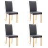 vidaXL Dining Chair Set of 4 Gray Faux leather and Wood Standard