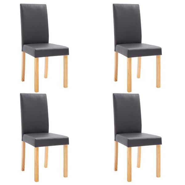 vidaXL Dining Chair Set of 4 Gray Faux leather and Wood Standard