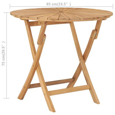 vidaXL Folding Patio Table Ø 33.5" Solid Teak Wood